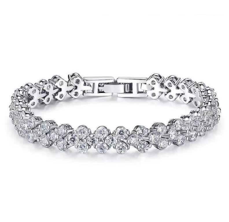 Roman Style Luxury Crystal Bracelet with Full Inlaid Diamond Finish