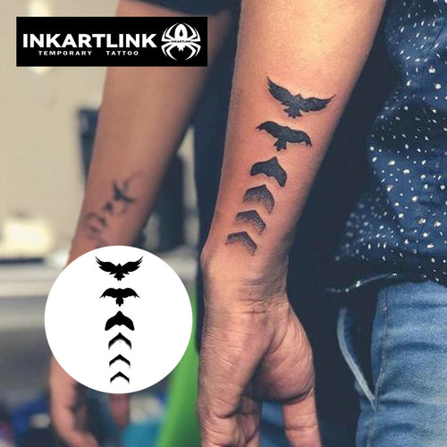 Flying Birds Sequence Semi-permanent Tattoo Sticker Long Lasting 2 Weeks 15 Days Waterproof Body Art for Men Women Arm