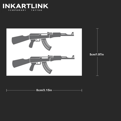 High Quality Custom AK47 Rifle Silhouette Waterproof Natural Fruit Juice Semi Permanent Tattoo Sticker Bulk Supply