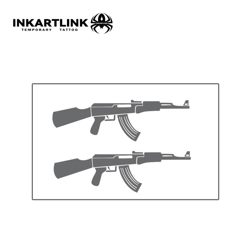 High Quality Custom AK47 Rifle Silhouette Waterproof Natural Fruit Juice Semi Permanent Tattoo Sticker Bulk Supply