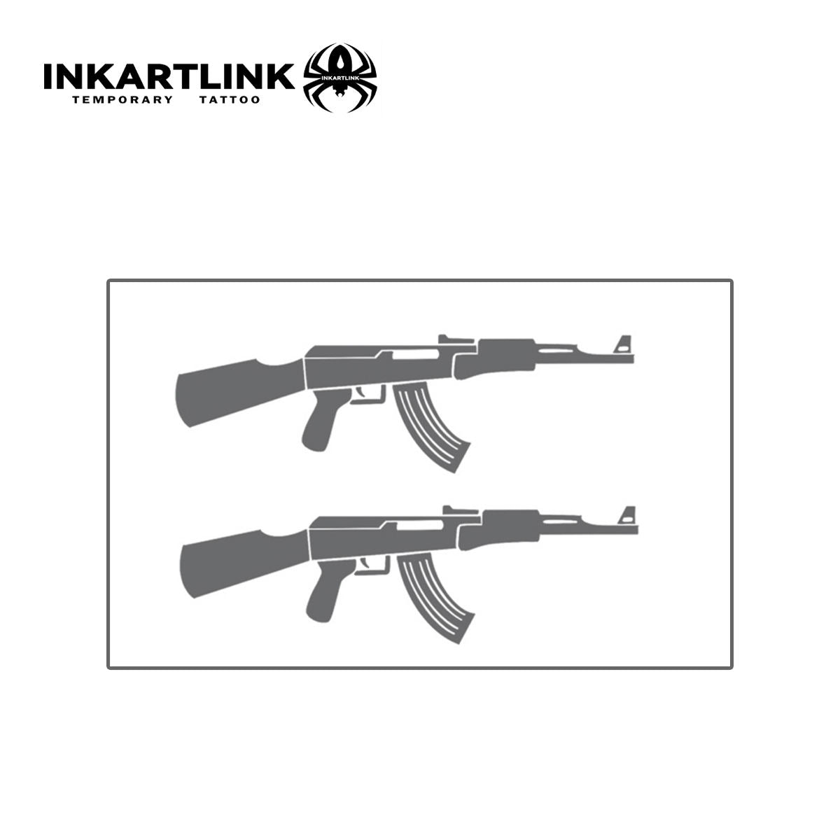 High Quality Custom AK47 Rifle Silhouette Waterproof Natural Fruit Juice Semi Permanent Tattoo Sticker Bulk Supply