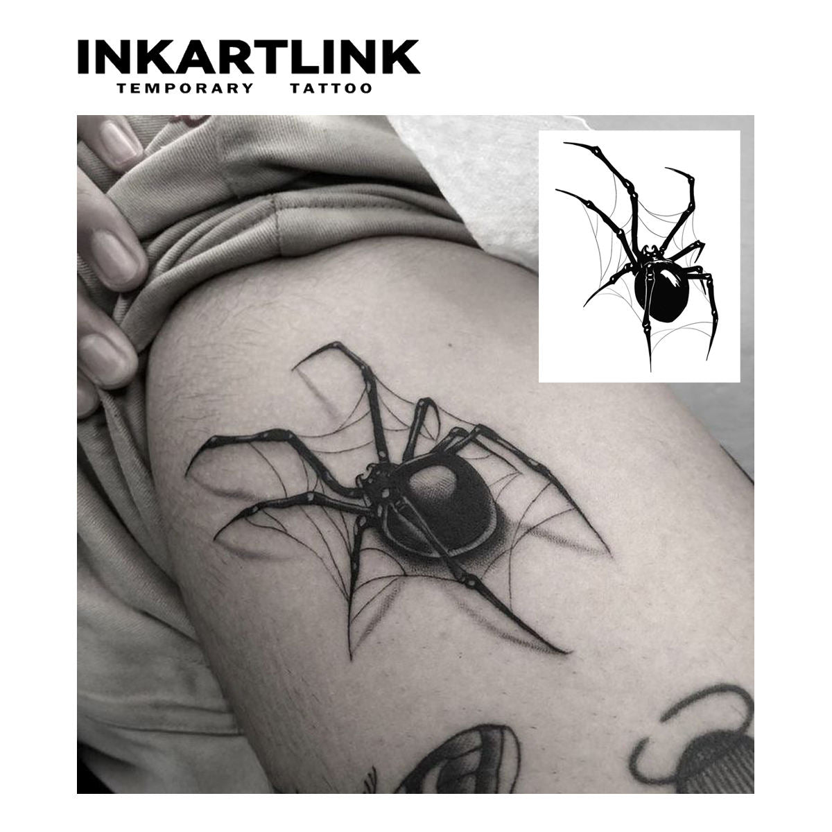 Custom Realistic Spider Herbal Tattoo Sticker Waterproof Long Lasting 15 Days Semi-permanent Body Art for Arm Hand Men Women